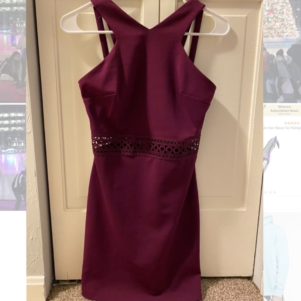 Eggplant bodycon cut-out dress